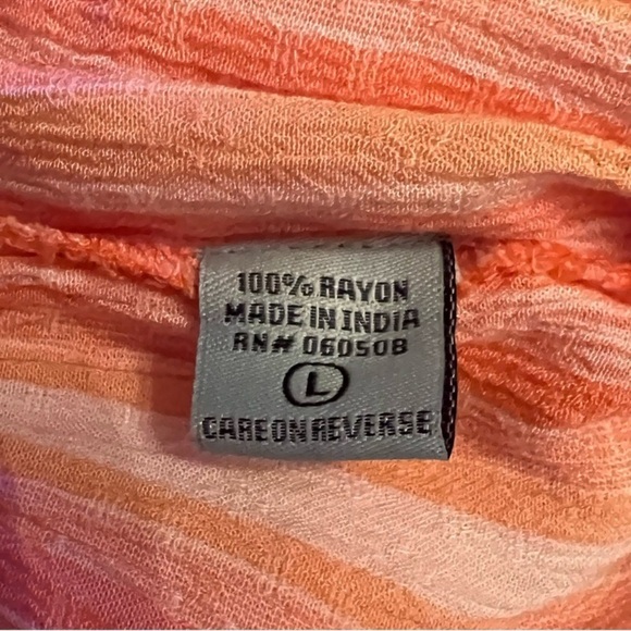 Nostalgia Striped Drop waist Gauze Retro Maxi Dress Peach + Multi SZ L - Picture 12 of 12